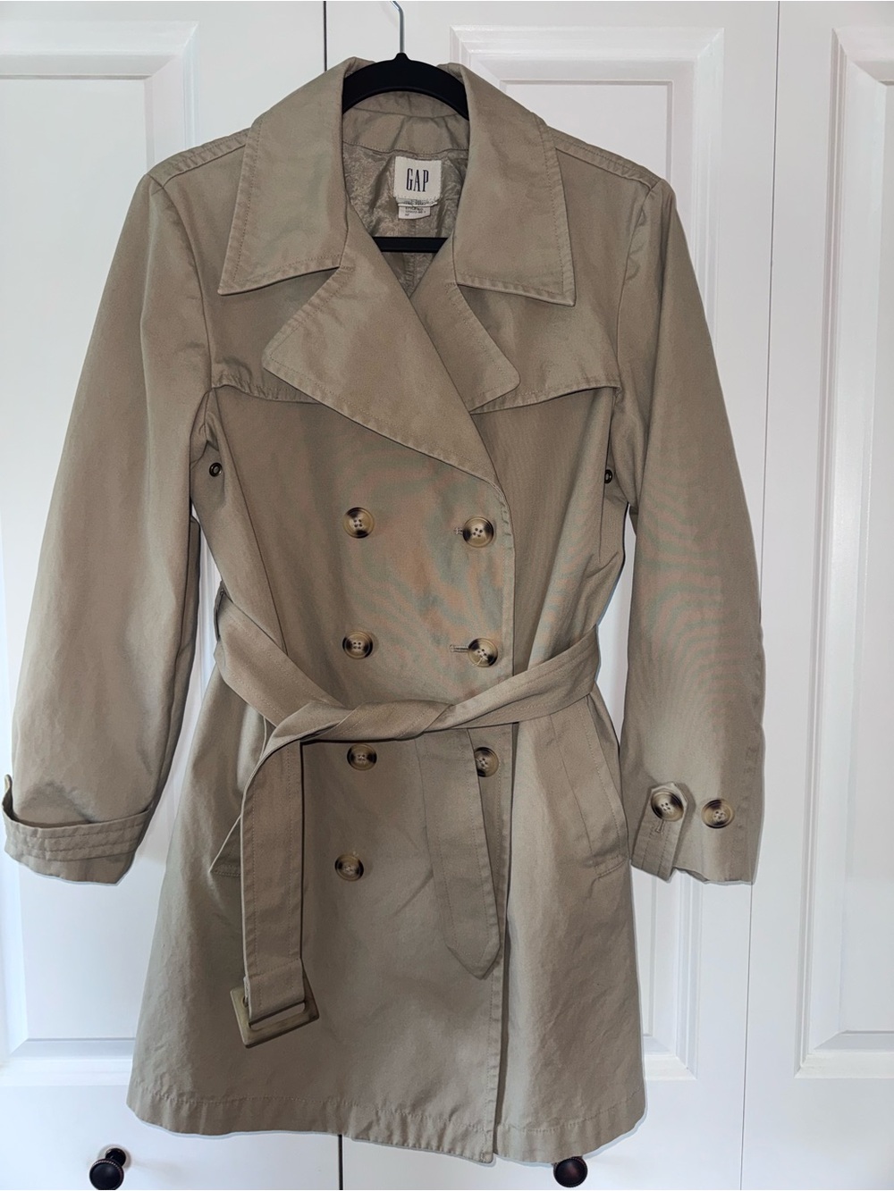 Vintage 90’s GAP Women's Khaki Double-Breasted Trench Coat